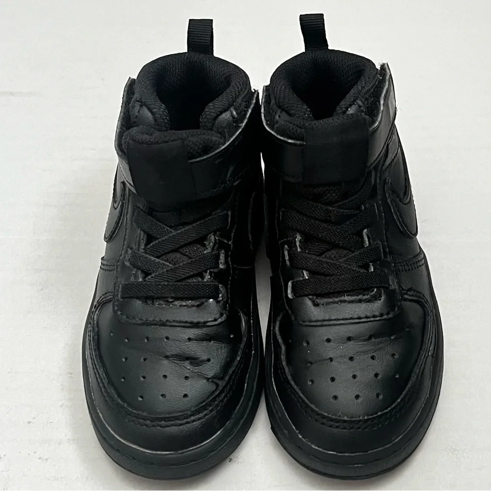 Nike Court Borough Mid 2 Leather Sneakers Kids Sz 9C Black Unisex Sporty Casual